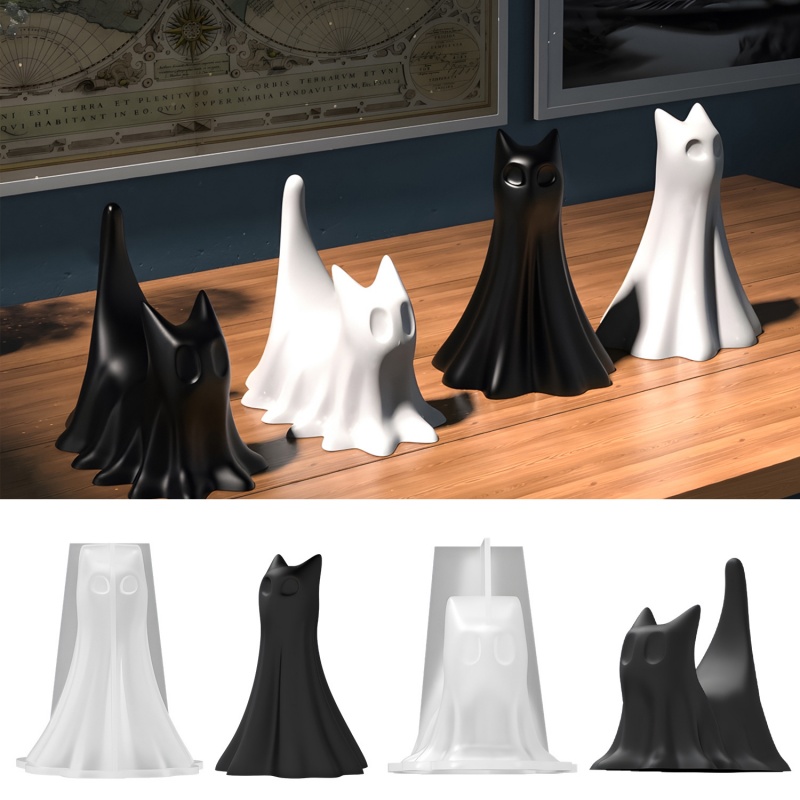 Candle Making Moulds - Hayalet Kedi Cadılar Bayramı Masaüstü Süs