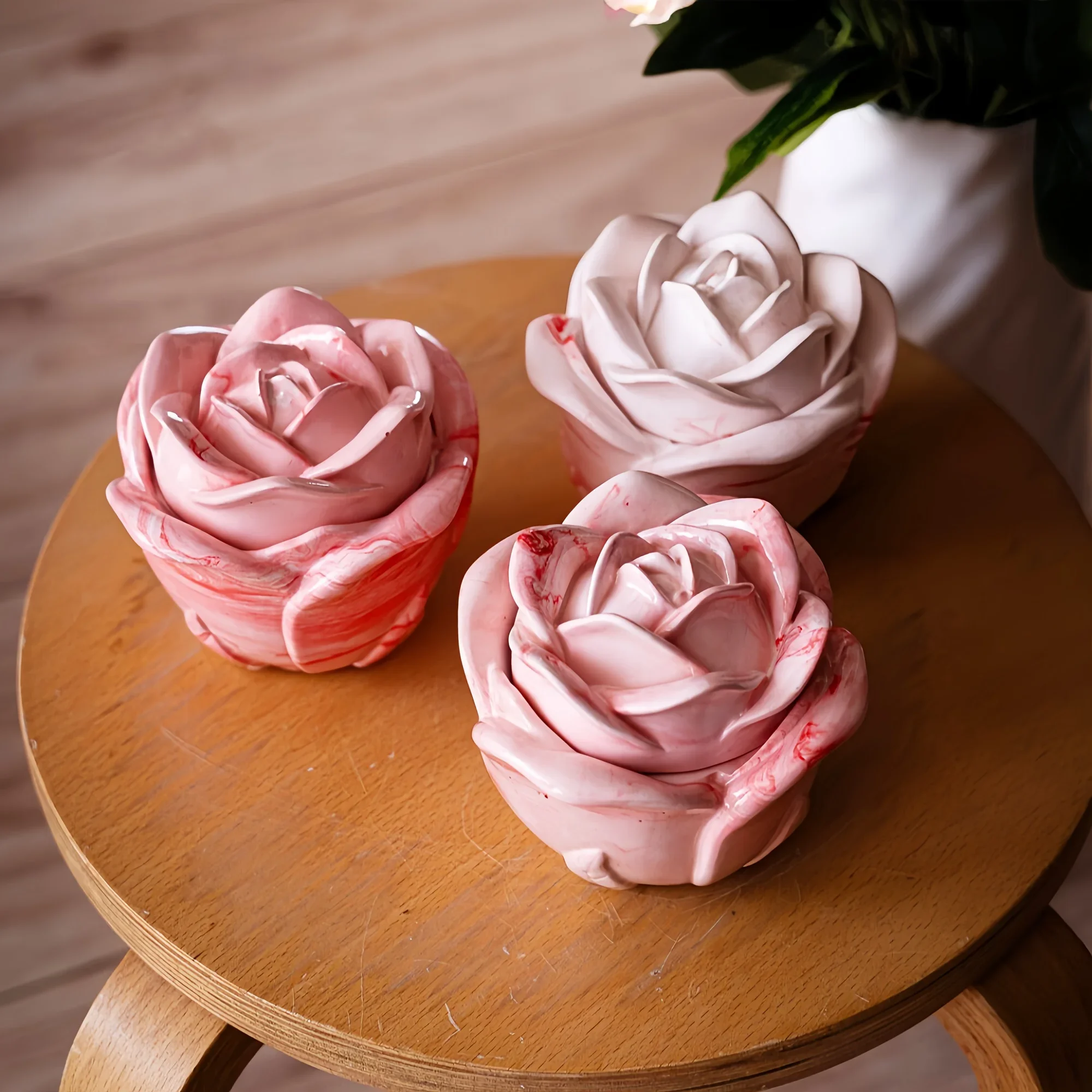 Candle Making Moulds - 2 Parçalı Gül Şeklinde Silikon Kalıplar,